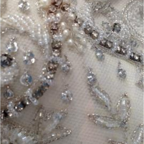 Kenneth Poole wedding dress.   Size 8 appropriate.  Lace up back.  Elegant. - Picture 4 of 11